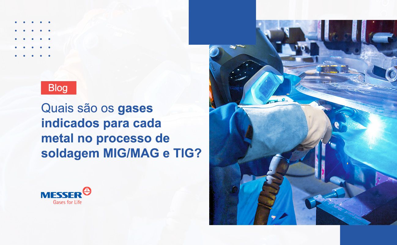 Quais são os gases indicados para cada metal no processo de soldagem MIG/MAG?